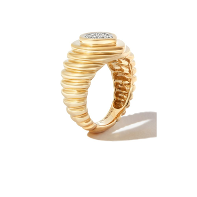 Yvonne Léon 9k Yellow Gold Pear Diamond Signet Ring