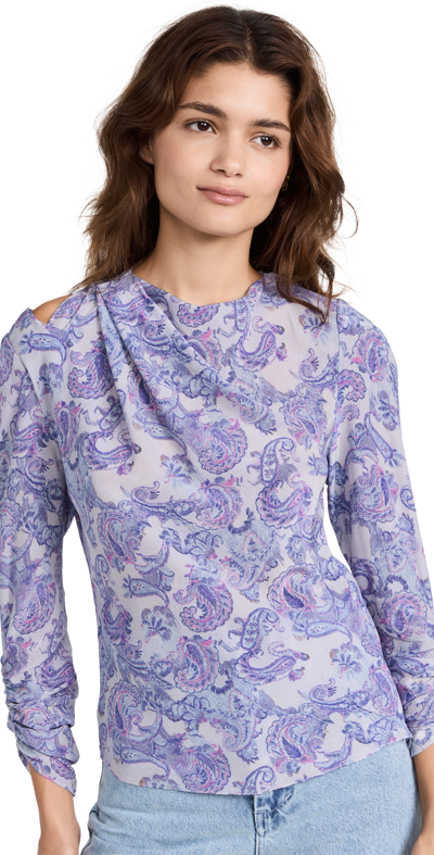 Isabel Marant Torence Paisley-print Cutout Silk Top In Blue