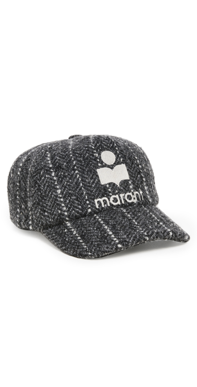 Isabel Marant Tyron Striped Wool-blend Baseball Cap In Grey