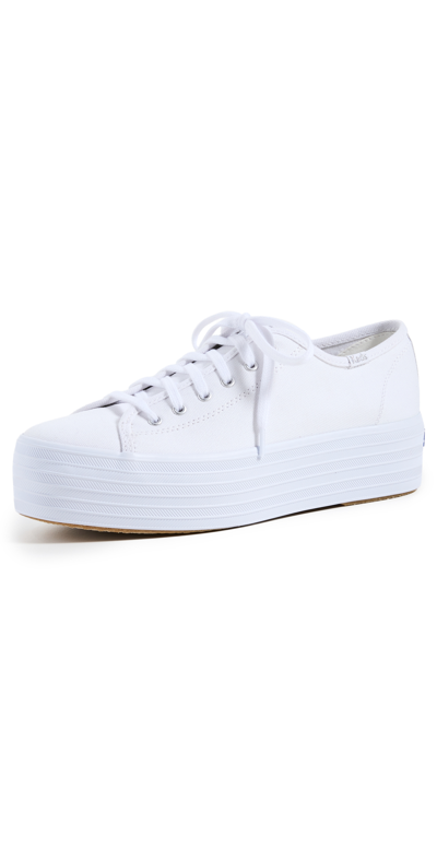 Keds Triple Up Platform Trainer In White Gold