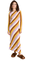 La Doublej Knit Swing Dress In White Stripes In Multi