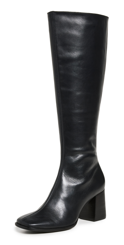 Reformation Nylah Leather Knee Boots In Black
