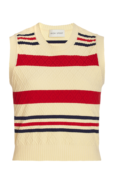 High Sport Annette Striped Jacquard-knit Stretch Cotton-blend Tank In Yellow