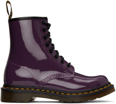 Dr. Martens' 1460 Women's Patent Leather Lace Up Boots In Blackcurrant