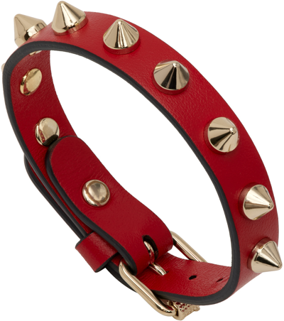 Christian Louboutin Red Loubilink Spike Bracelet In R258 Loubi/gold