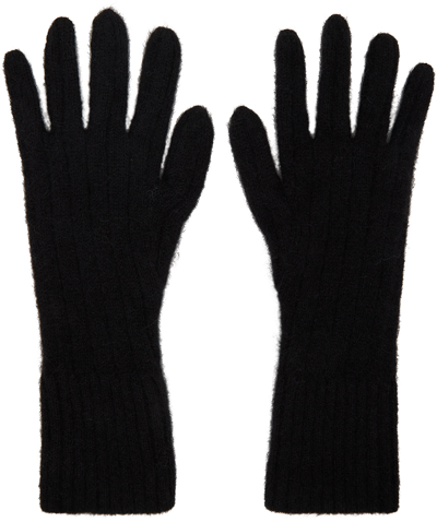 Dries Van Noten Alpaca Wool-blend Gloves In Black