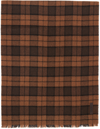 Zegna Brown Checked Scarf In Vjc
