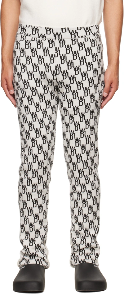 We11 Done Off-white Jacquard Lounge Trousers In Ivory