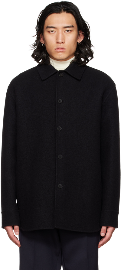 Jil Sander Button-up Wool Shirt Jacket In Black