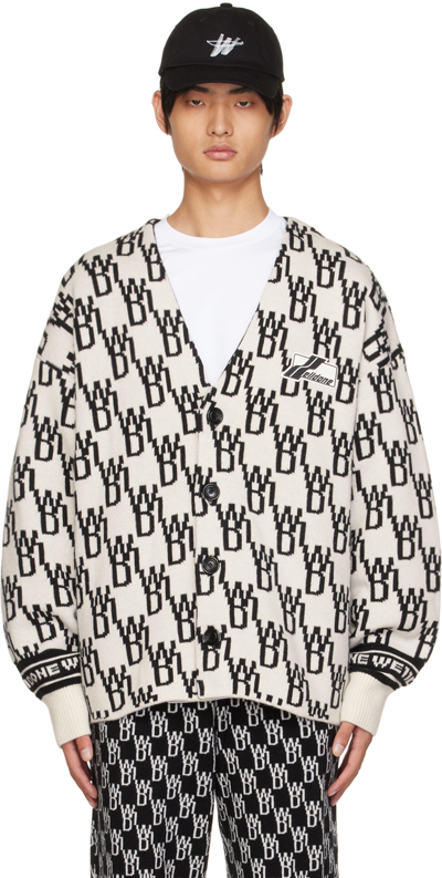We11 Done Off-white Oversized Cardigan In Printed