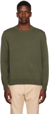Theory Hilles Crewneck Cashmere Sweater In Olive Branch