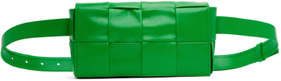 Bottega Veneta Green Cassette Belt Bag In 3724 Parakeet-silver