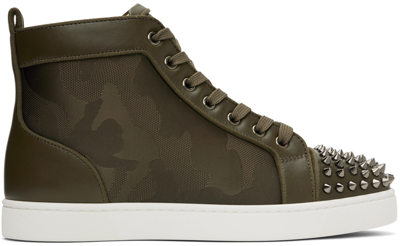 Christian Louboutin Men's Lou Spikes Camouflage Nylon High-top Sneakers In Nocolor
