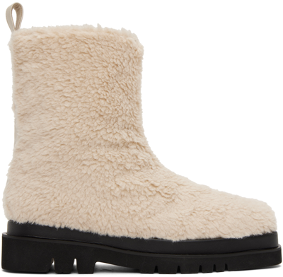 Recto Off-white Alex Faux-shearling Boots In Cream