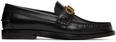 Gucci Gg-plaque Leather Loafers In Nero