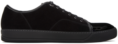 Lanvin Suede And Leather Cap-toe Sneakers In Black