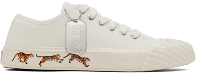 Kenzo Tiger-print Low-top Sneakers In White