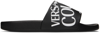Versace Jeans Couture Logo-embossed Moulded-footbed Slides In Nero