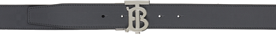 Burberry Reversible Gray Monogram Motif Embossed Belt In Dark Ash Grey