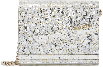 Jimmy Choo Silver Micro Candy Clutch In Champagne