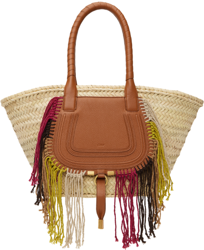 Chloé Tan Medium Marcie Basket Tote In 25m Tan
