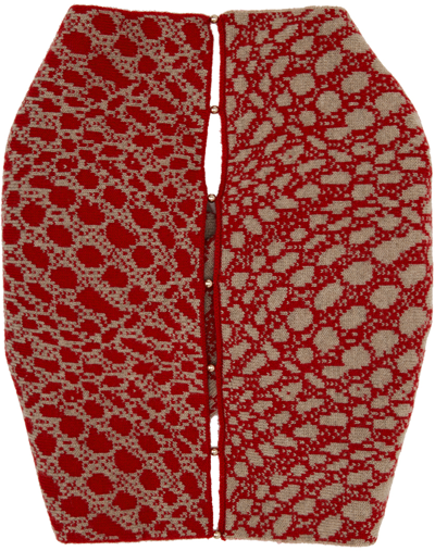 Rui Taupe & Red Jacquard Snood In Merlot & Ficelle