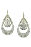 Olivia Welles Gold-plated Devin Floating Filigree Drop Earrings In Worn Gold / Gray