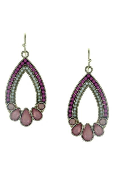 Olivia Welles Gold Plated Arabella Beaded Crystal Drop Earrings In Gold / Pink