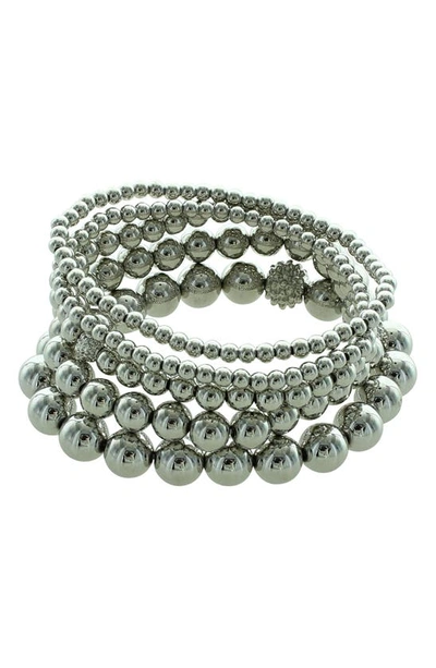 Olivia Welles Tandy Beaded Wrap Bracelet In Silver / Crystal