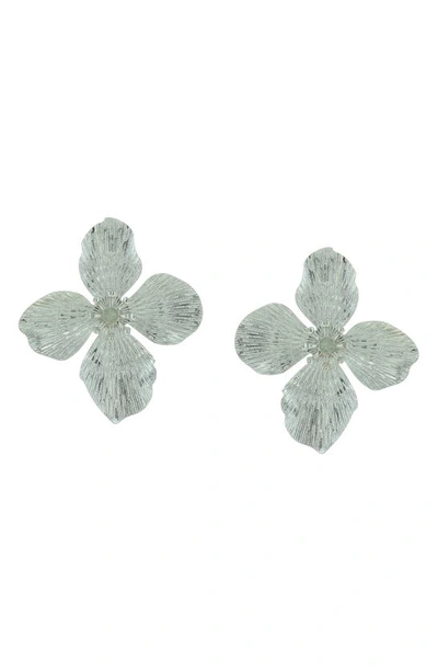 Olivia Welles Lorelei Floral Stud Earrings In Worn Silver