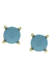 Olivia Welles Gold Plated Glamour Crystal Stud Earrings In Gold / Blue