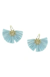 Olivia Welles Gold Plated Jade Raffia Drop Earrings In Gold / Gray