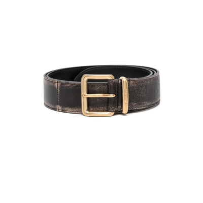 Miu Miu Distressed Leather Belt In Nero