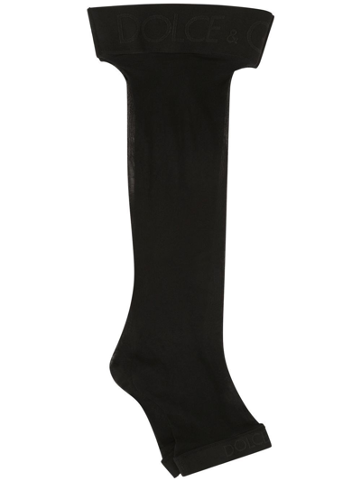 Dolce & Gabbana Logo-trim Stockings In Black