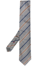 Brunello Cucinelli Striped Silk Tie In Grey