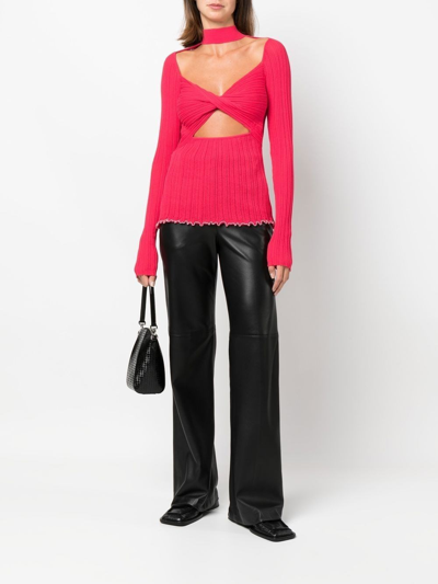 3.1 Phillip Lim / フィリップ リム Twisted Cutout Cotton-blend Top In Bright Pink
