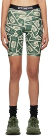 VETEMENTS GREEN MILLION DOLLAR CYCLING SHORTS