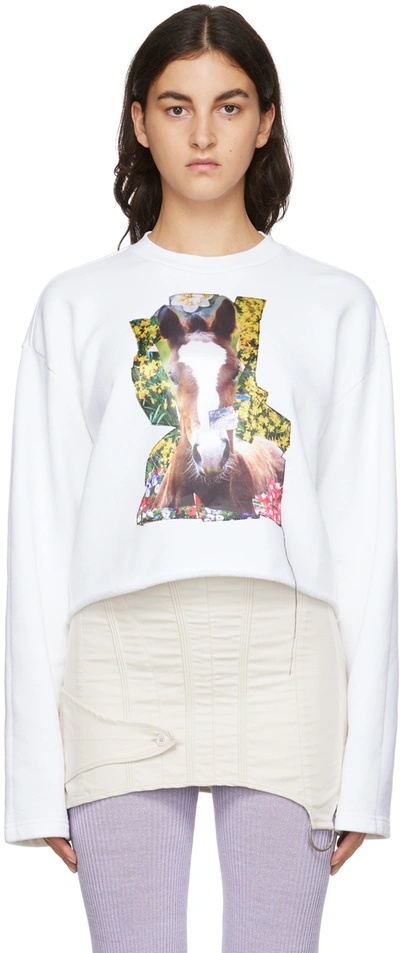 Acne Studios White Digital Print Sweatshirt In Optic White