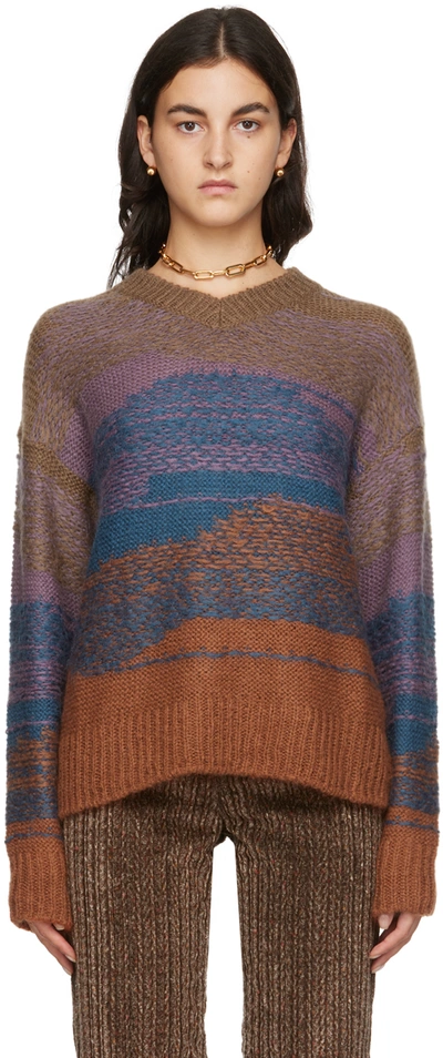 Acne Studios Multicolor Gradient Sweater In Dark Brown/cognac Br