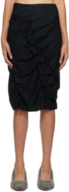 Rui Black Ruched Midi Skirt In Onyx