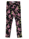 Monnalisa Floral Jersey Leggings In Black