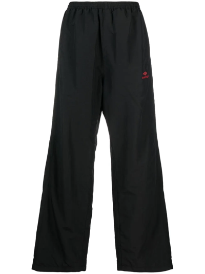 Balenciaga High-waisted Track Trousers In Black