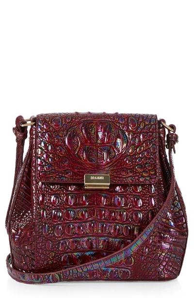 Brahmin Margo Croc Embossed Leather Crossbody Bag In Sangria Melbourne