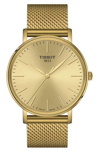 Tissot Everytime Mesh Strap Watch, 40mm In Yellow Gold