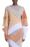 Stella Mccartney 3d Stripe Cutout Asymmetric Virgin Wool Sweater In Multi-colored