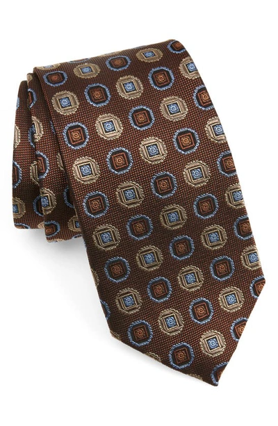 Nordstrom Medallion Silk X-long Tie In Brown