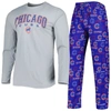 CONCEPTS SPORT CONCEPTS SPORT ROYAL/grey CHICAGO CUBS BREAKTHROUGH LONG SLEEVE TOP & trousers SLEEP SET