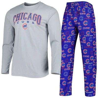 Concepts Sport Men's  Royal, Grey Chicago Cubs Breakthrough Long Sleeve Top And Trousers Sleep Set In Royal,gray