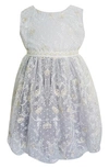 Popatu Kids' Floral Embroidered Tulle Dress In Silver