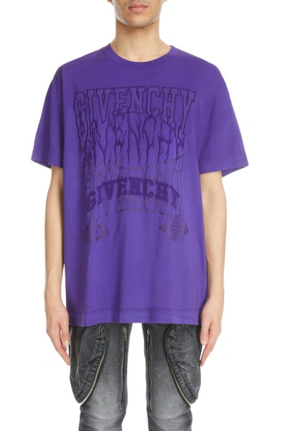 Givenchy Oversized Logo-embroidered Cotton-jersey T-shirt In Purple